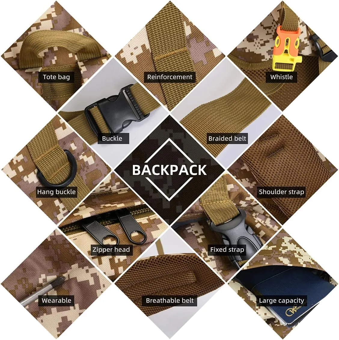 100L Camping Hiking Backpack,Molle military Tactical rucksack backpack,Waterproof Lightweight Hiking Backpack (CityCamo-C)