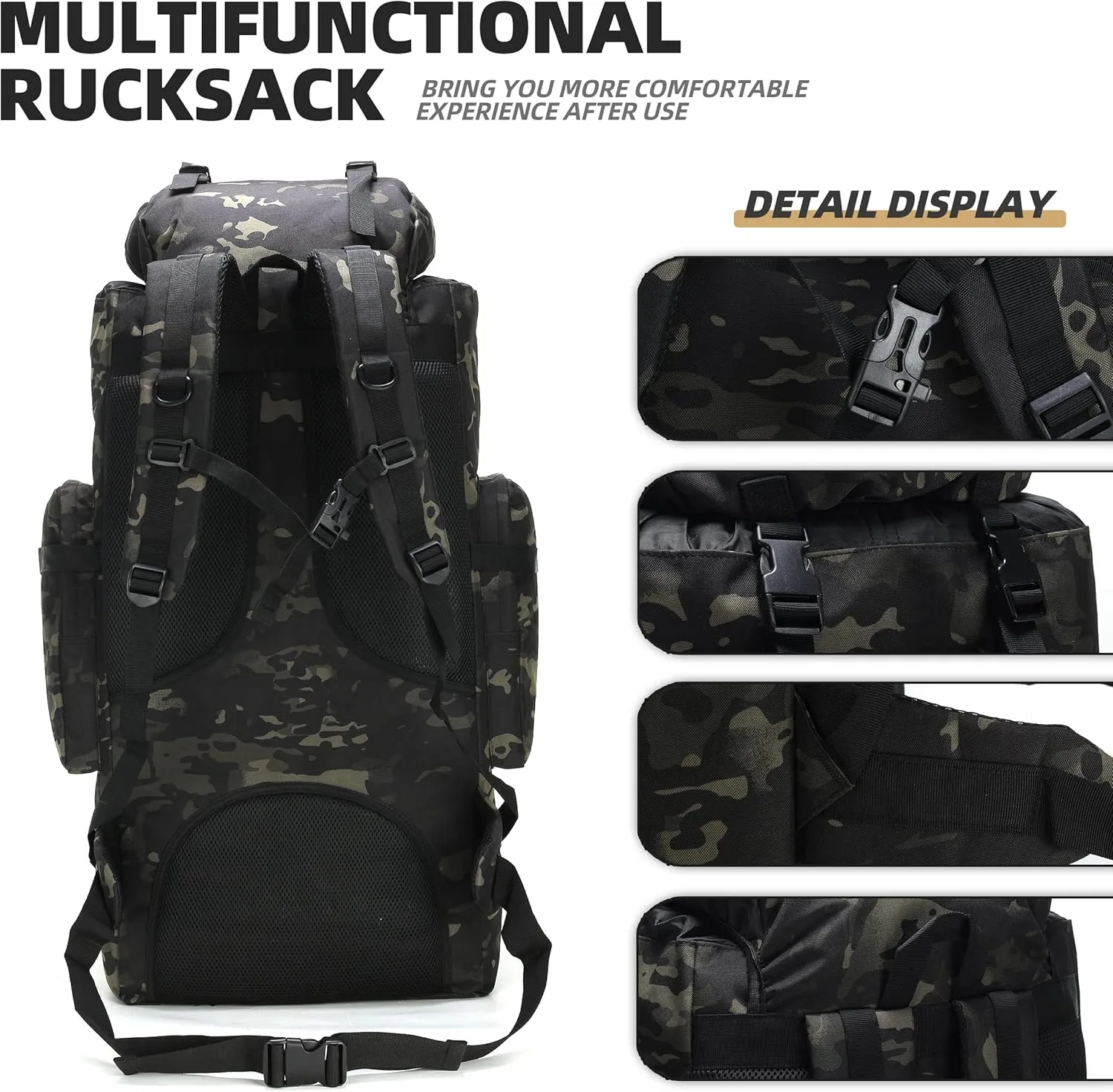 100L Camping Hiking Backpack,Molle military Tactical rucksack backpack,Waterproof Lightweight Hiking Backpack
