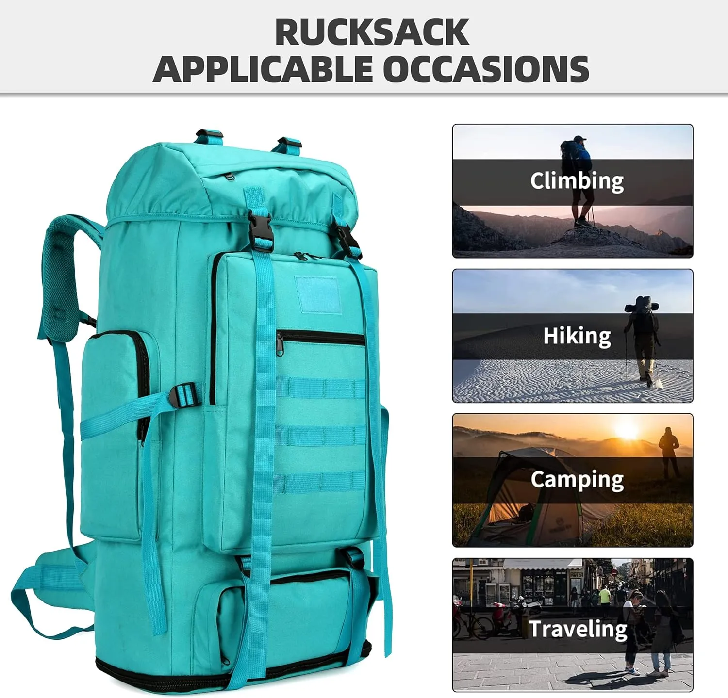 100L Hiking Camping Backpack Tactical Backpack for Men Large Survival Hunting Waterproof Backpack Molle Rucksack Military Camping Backpacking Daypack