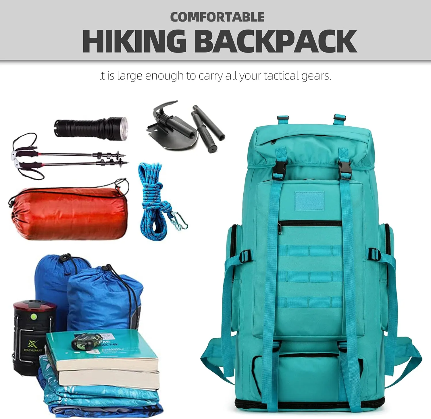 100L Hiking Camping Backpack Tactical Backpack for Men Large Survival Hunting Waterproof Backpack Molle Rucksack Military Camping Backpacking Daypack