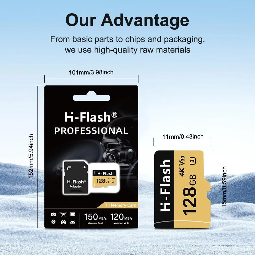 128GB SD Card 2 Pack Adapter, 256GB Memory Card High Speed Up to 150MB/s, A1 V30 U3 4K C10 for Tablet/Mobile Phone/Camera/Car Audio/Game Console