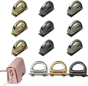 12pcs Metal D-Ring Bag Buckles Purse Suspension Clasp Multi-Purpose D Ring with Screws Metal D-Ring Connector Buckles D-Ring Metal Buckle with Screws for DIY Purse Leather Backpack Making