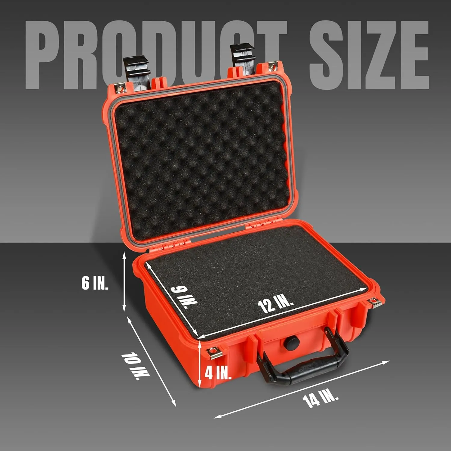 14x 11.5x 6 Inch Hard Case, Portable Weather Waterproof Protective Camera Case with Customizable Foam, Fit Use of Drones, Camera, Equipments, Orange
