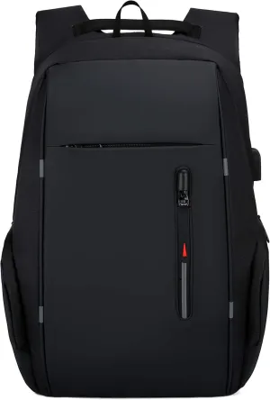 17.3Inch Laptop-Backpack Work-Daypack Water-Resistant Travel Business Computer Backpacks with USB Charger Port (A, Black)