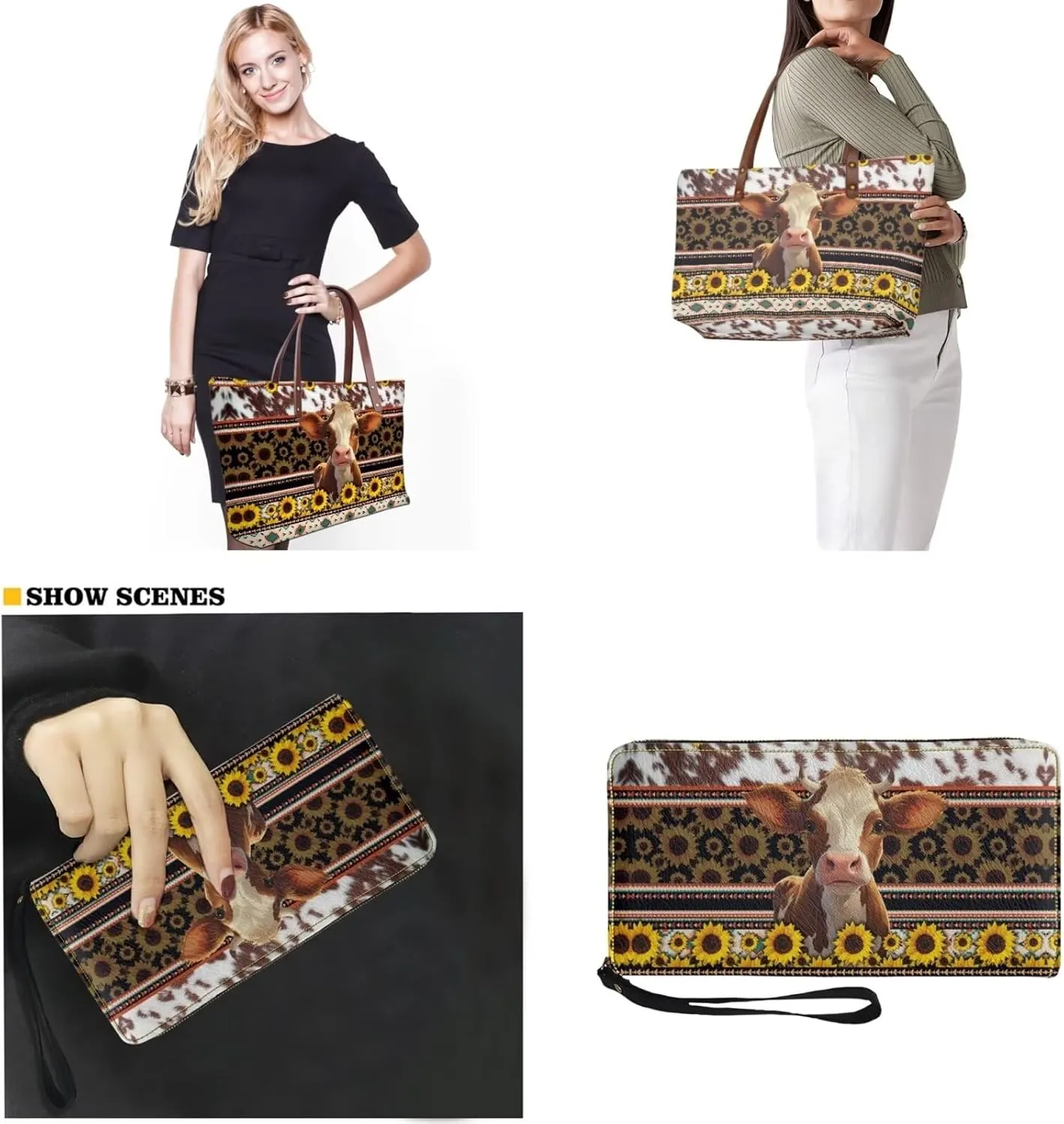 2 PCS Purse and Wallet Set for Women, Lightweight Large Top Handle Purse with PU Wallet for Work Party Shopping