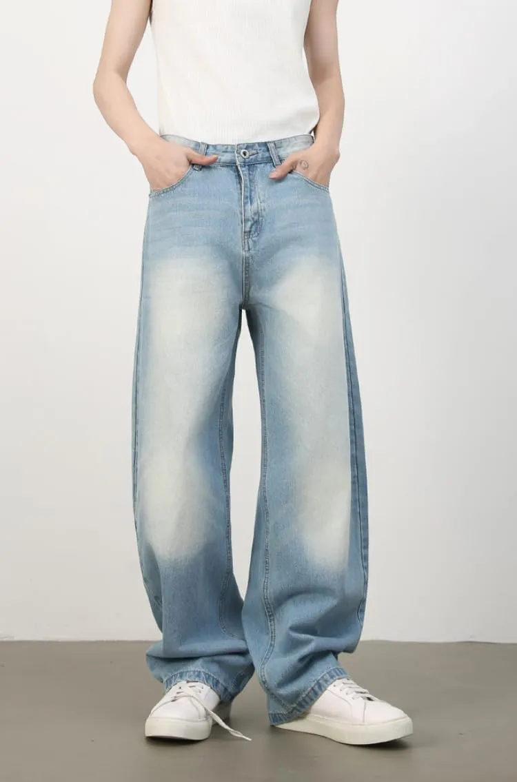 2025 Men's Wide Leg Baggy Jeans Y2K Vintage Barrel Denim Pants Loose Fit Long Skater Trousers Streetwear Y2k Clothes