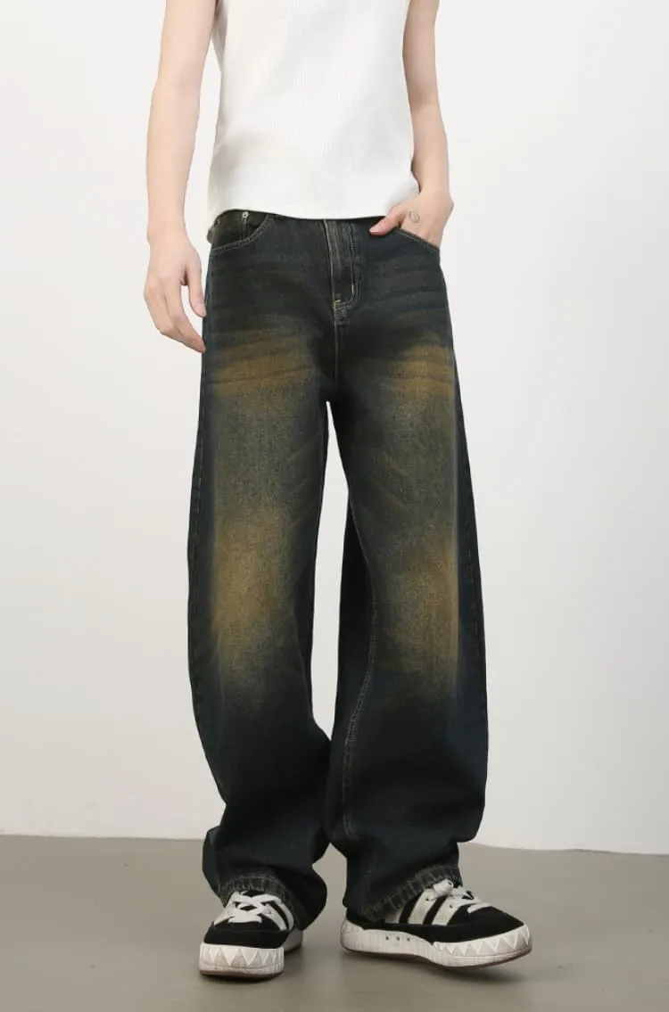 2025 Men's Wide Leg Baggy Jeans Y2K Vintage Barrel Denim Pants Loose Fit Long Skater Trousers Streetwear Y2k Clothes