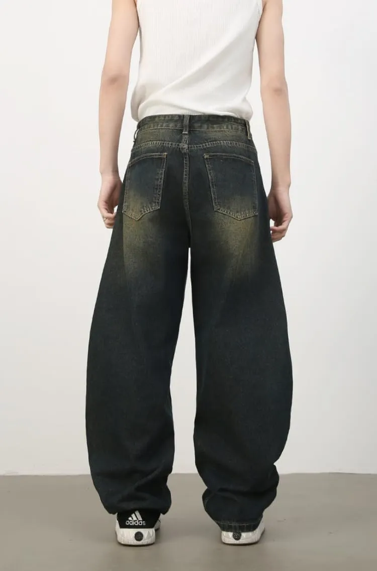 2025 Men's Wide Leg Baggy Jeans Y2K Vintage Barrel Denim Pants Loose Fit Long Skater Trousers Streetwear Y2k Clothes