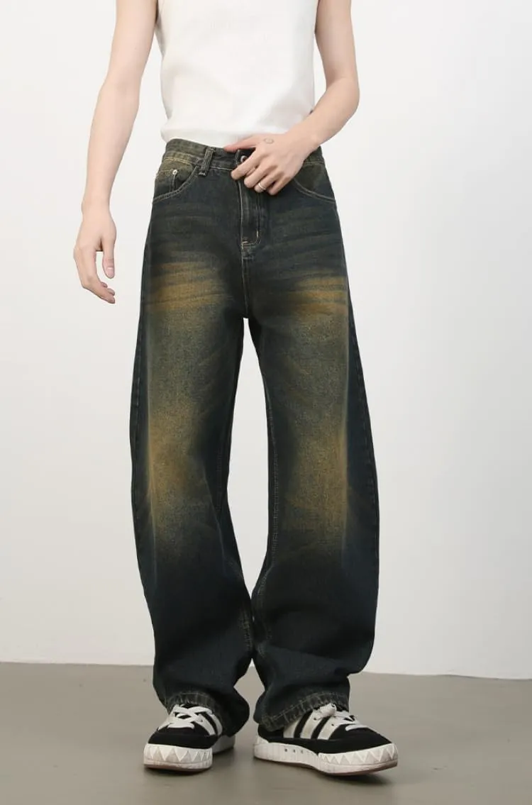 2025 Men's Wide Leg Baggy Jeans Y2K Vintage Barrel Denim Pants Loose Fit Long Skater Trousers Streetwear Y2k Clothes