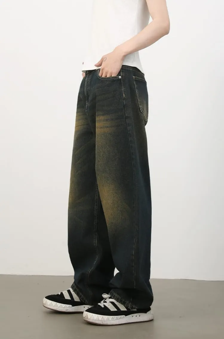 2025 Men's Wide Leg Baggy Jeans Y2K Vintage Barrel Denim Pants Loose Fit Long Skater Trousers Streetwear Y2k Clothes