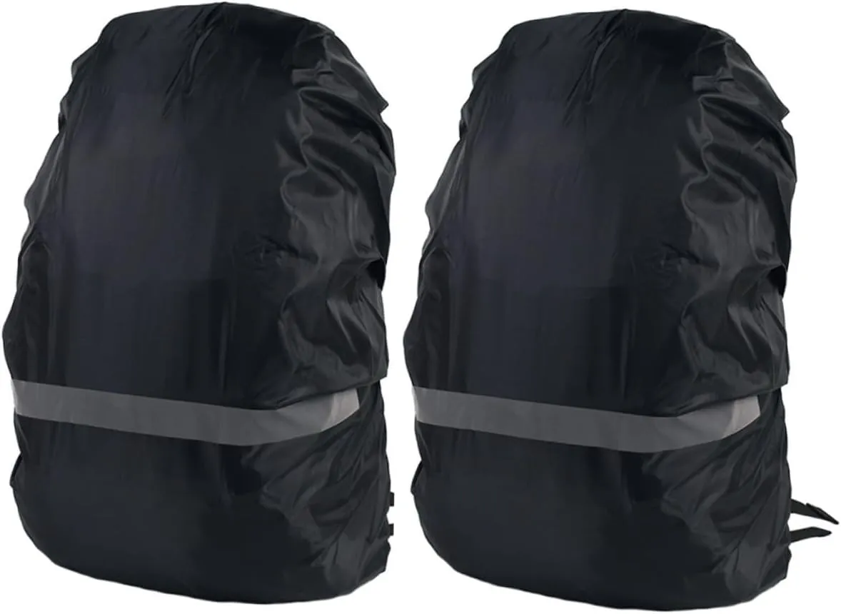2pcs Outdoor Waterproof Cover Rucksack Rainproof Backpack Night Reflective Strip