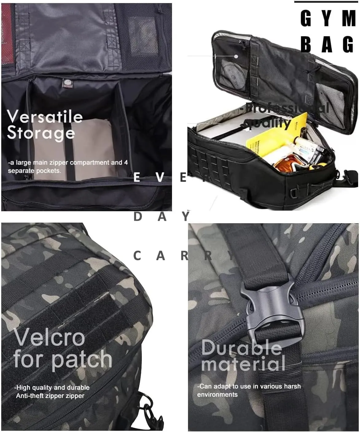 3 In 1 Tactical 85L Military Backpack Travel Duffle Bag for Weekender Gym Workout Deployment