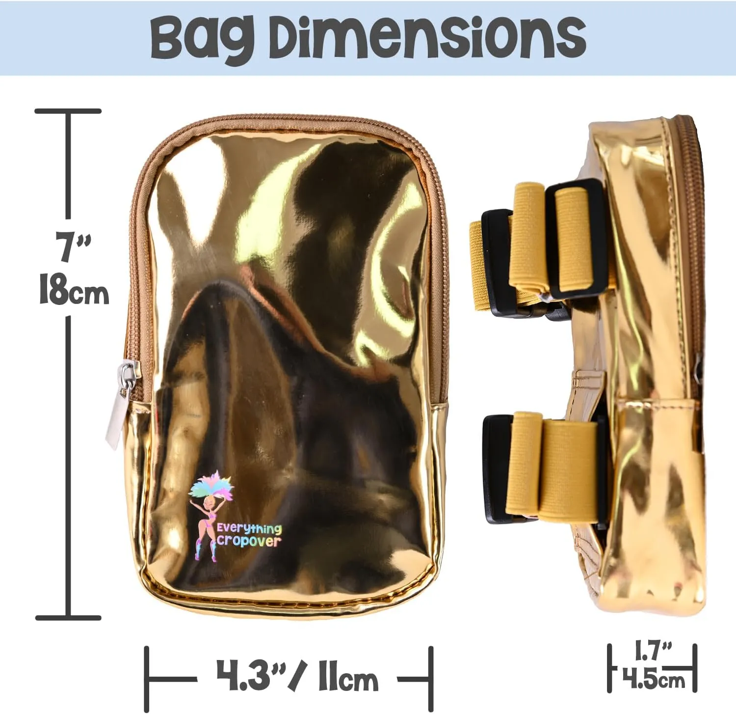 3-IN-1 Thigh Bag Fanny Pack Crossbody Bag | Carnival Leg Harness for Women | Glossy Waist Bag | Rave Leg Pack with Buckles | Gold