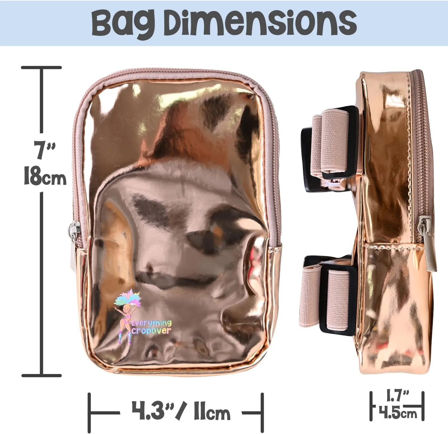 3-IN-1 Thigh Bag Fanny Pack Crossbody Bag | Carnival Leg Harness for Women | Glossy Waist Bag | Rave Leg Pack with Buckles | Rose Gold