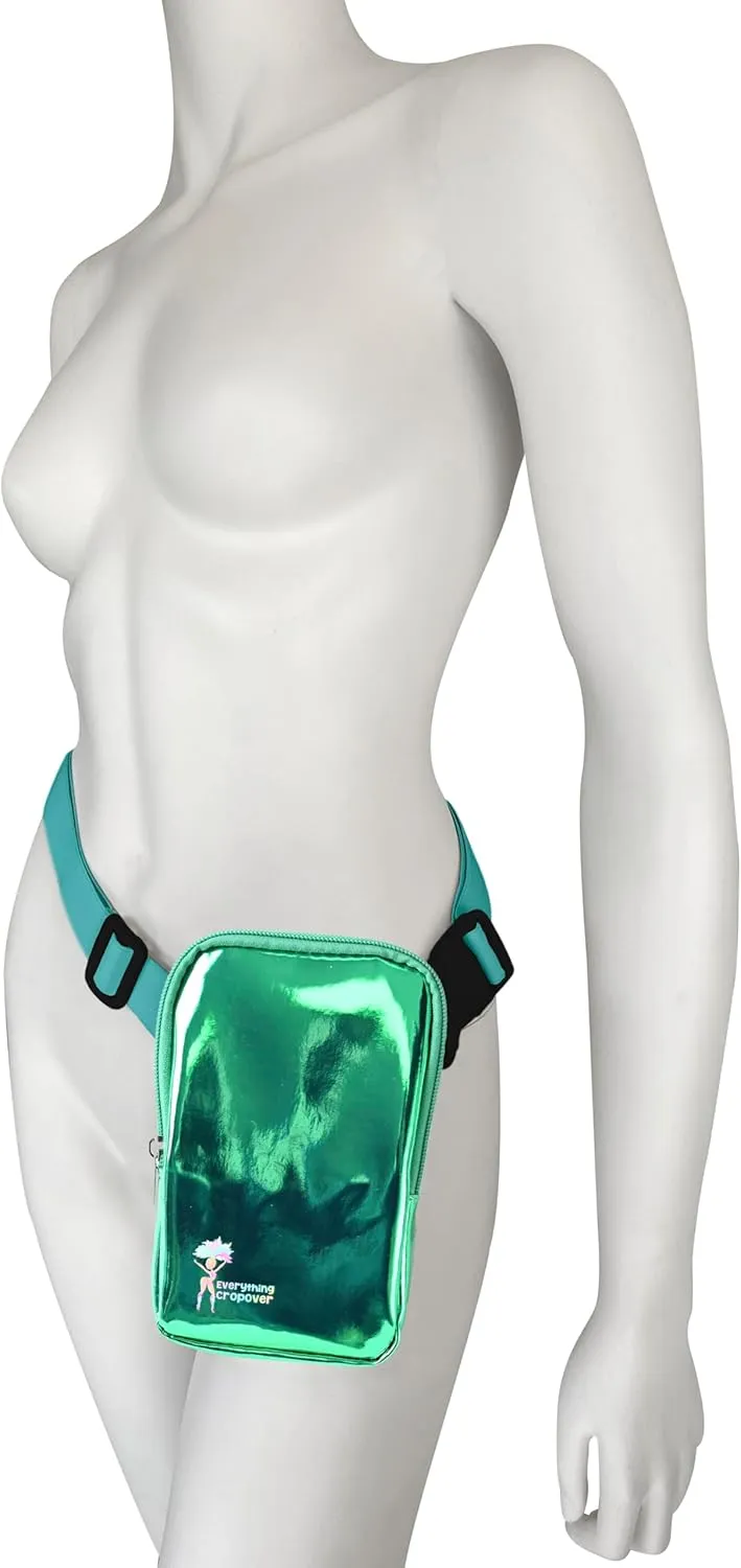 3-IN-1 Thigh Bag Fanny Pack Crossbody Bag | Carnival Leg Harness for Women | Holographic Waist Bag | Rave Leg Pack with Buckles | Green