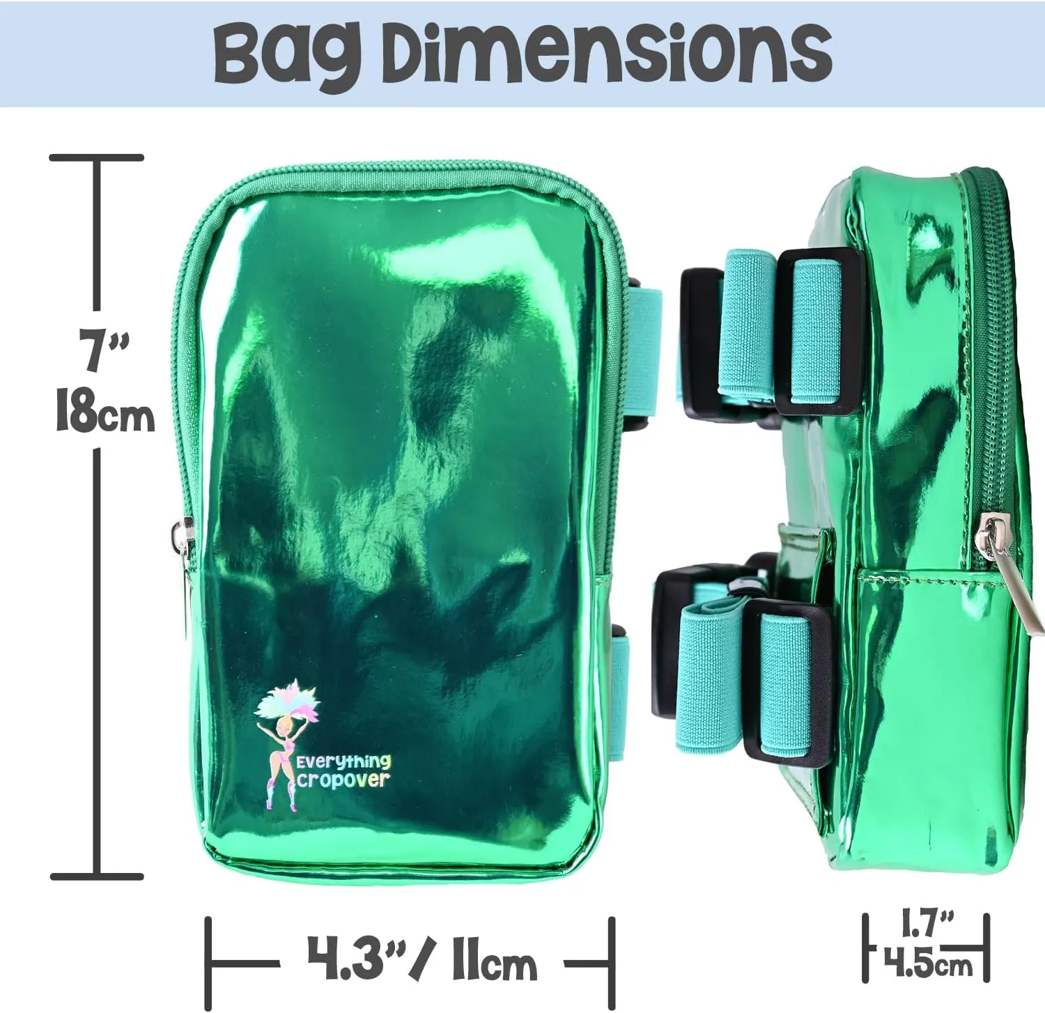 3-IN-1 Thigh Bag Fanny Pack Crossbody Bag | Carnival Leg Harness for Women | Holographic Waist Bag | Rave Leg Pack with Buckles | Green