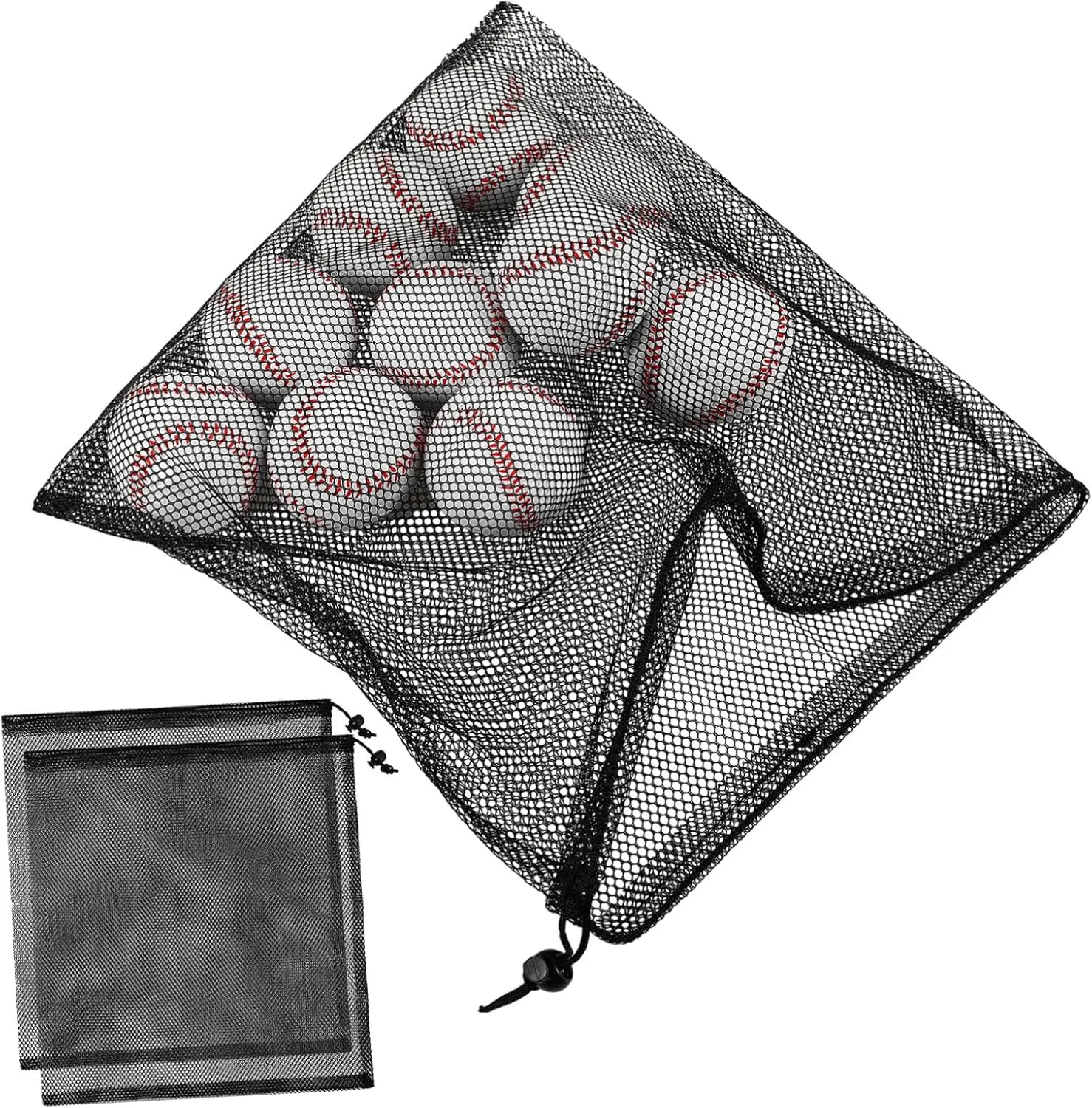 3Pcs Drawstring Mesh Storage Bags for Laundry Sports Equipment Tools Breathable Durable Net Pouches with Reinforced Closure for Organizing Damp Gear