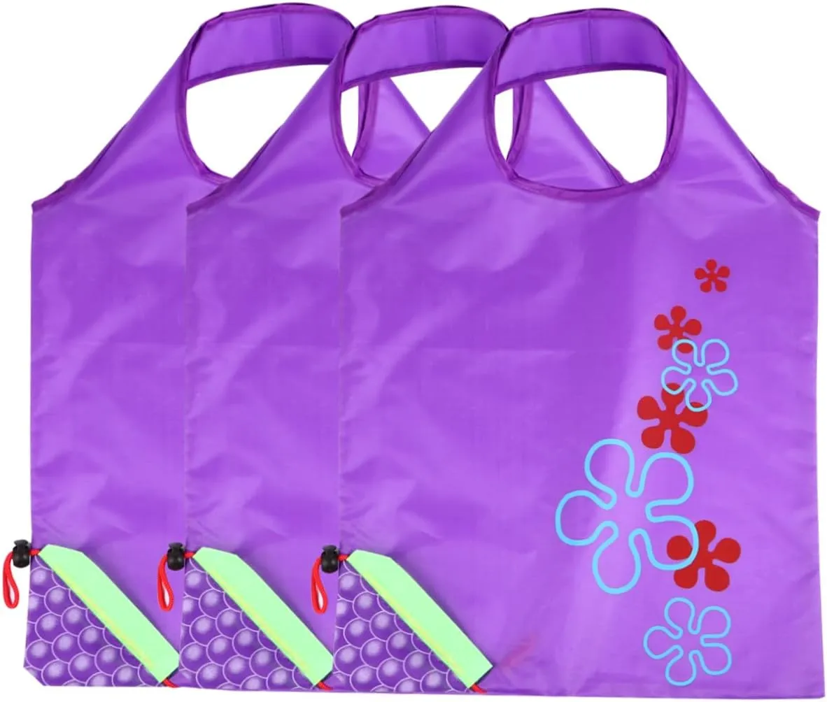 3Pcs Foldable Reusable Shopping Bags Portable Tote Pouches for Groceries Lightweight Storage for Commuting and Daily Use