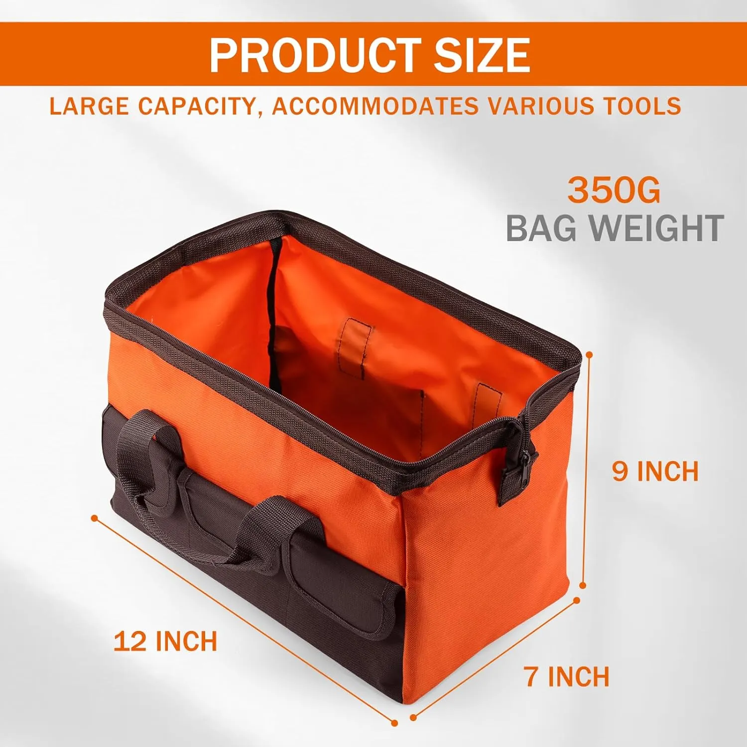 4 Pc Tool Bags - Mens Tool Tote with Waterproof Hard Bottom, Heavy Duty, Portable Wide Mouth Totes for Multifunctional Tools, Electrician, Carpenter, Mechanic - Home Use (12 Inch)