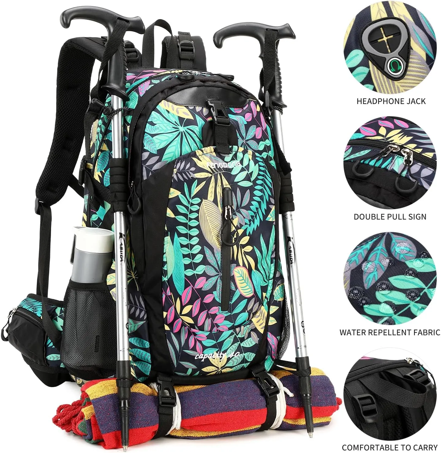 40L Waterproof Lightweight Hiking,Camping,Travel Backpack for Men Women