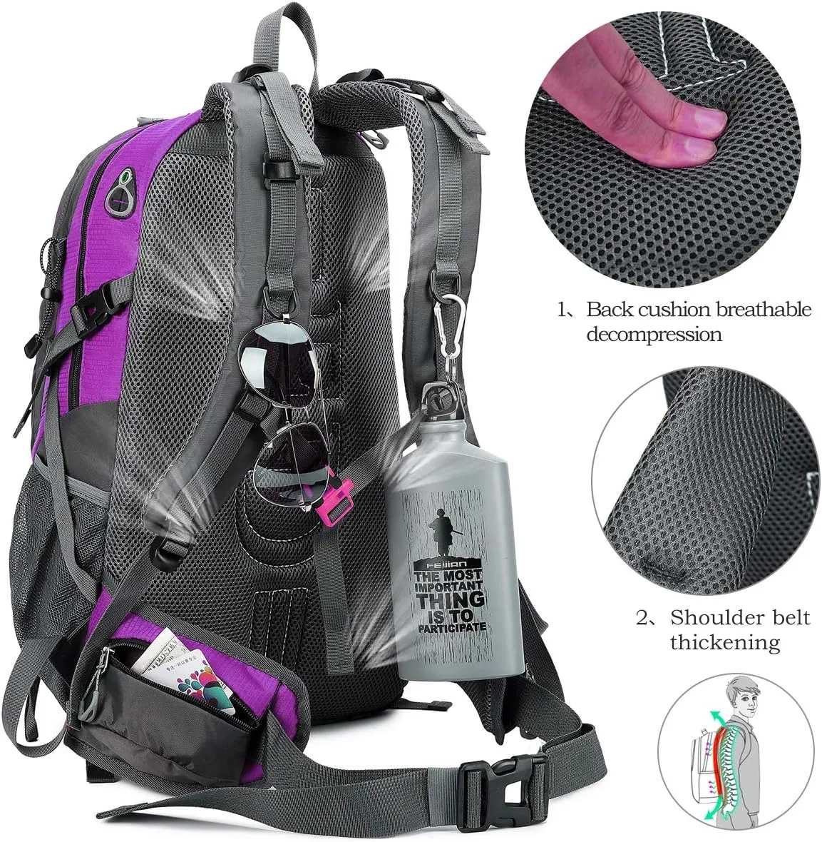 40L Waterproof Lightweight Hiking,Camping,Travel Backpack for Men Women