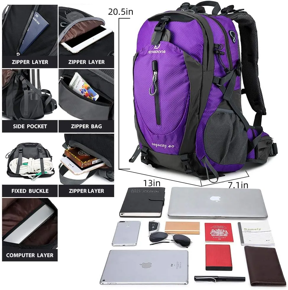 40L Waterproof Lightweight Hiking,Camping,Travel Backpack for Men Women