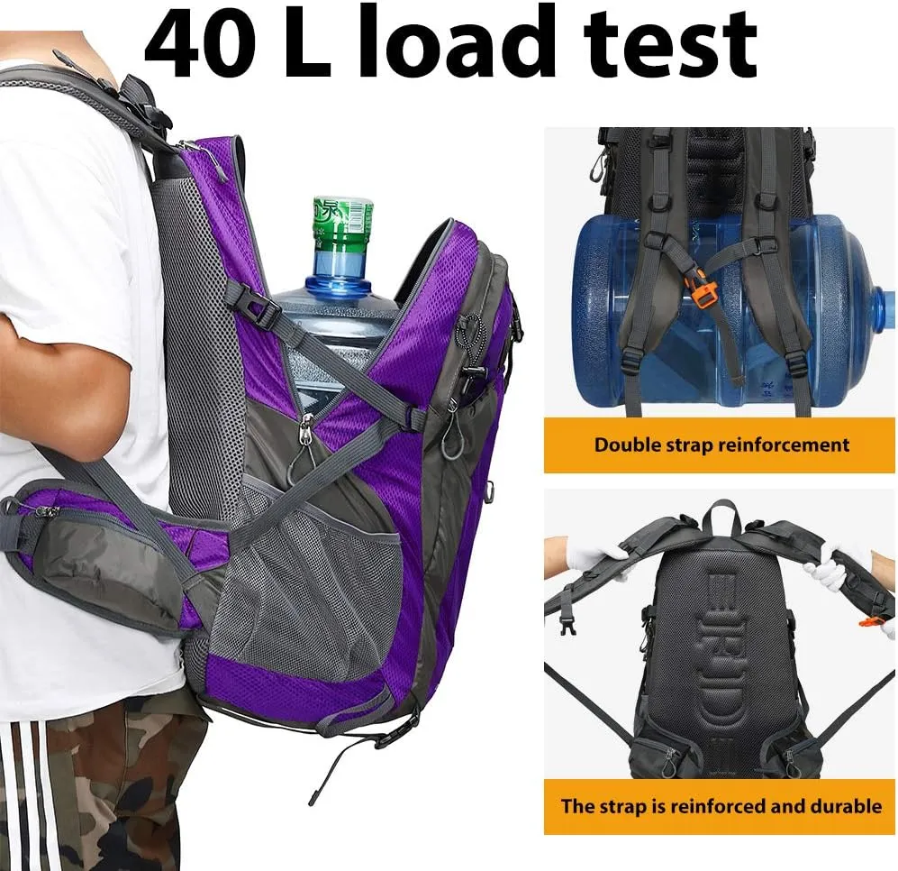 40L Waterproof Lightweight Hiking,Camping,Travel Backpack for Men Women
