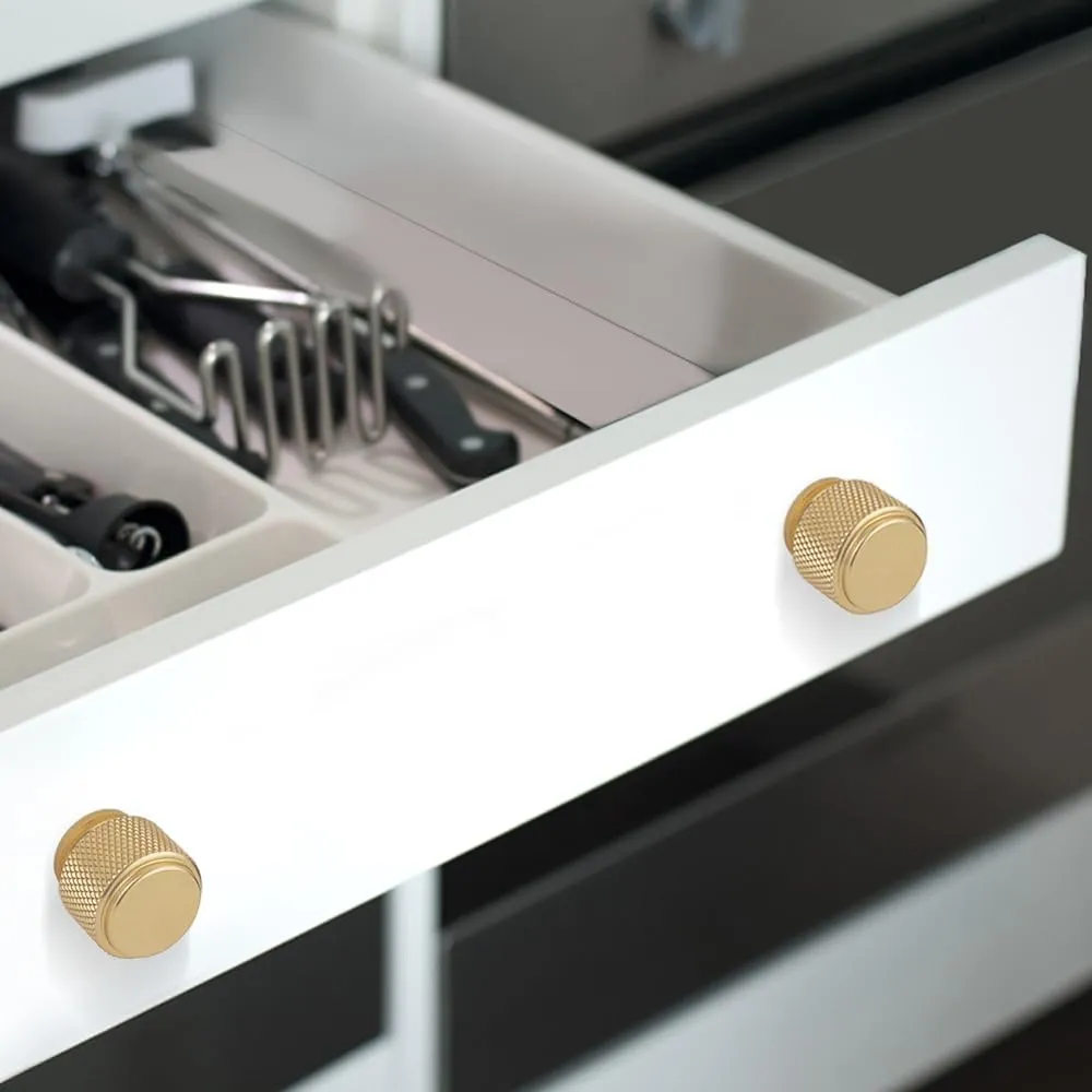6 Pack 1" Cabinet Knob Aluminum Knob for Drawer Pulls Gold Oxidation Finish with Diamond Pattern