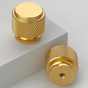 6 Pack 1" Cabinet Knob Aluminum Knob for Drawer Pulls Gold Oxidation Finish with Diamond Pattern