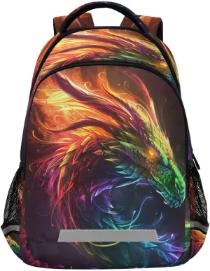 A Rainbow Dragon Backpack Schoolbag for Boys Girls Elementary School Bookbag Travel Bag Casual Daypack Rucksack for Students