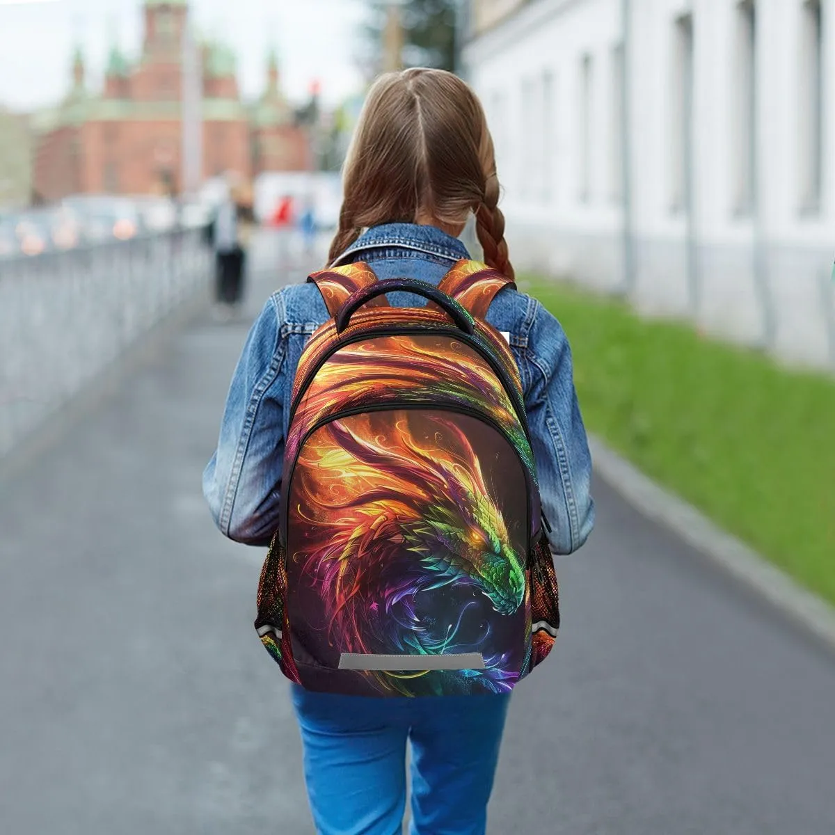 A Rainbow Dragon Backpack Schoolbag for Boys Girls Elementary School Bookbag Travel Bag Casual Daypack Rucksack for Students