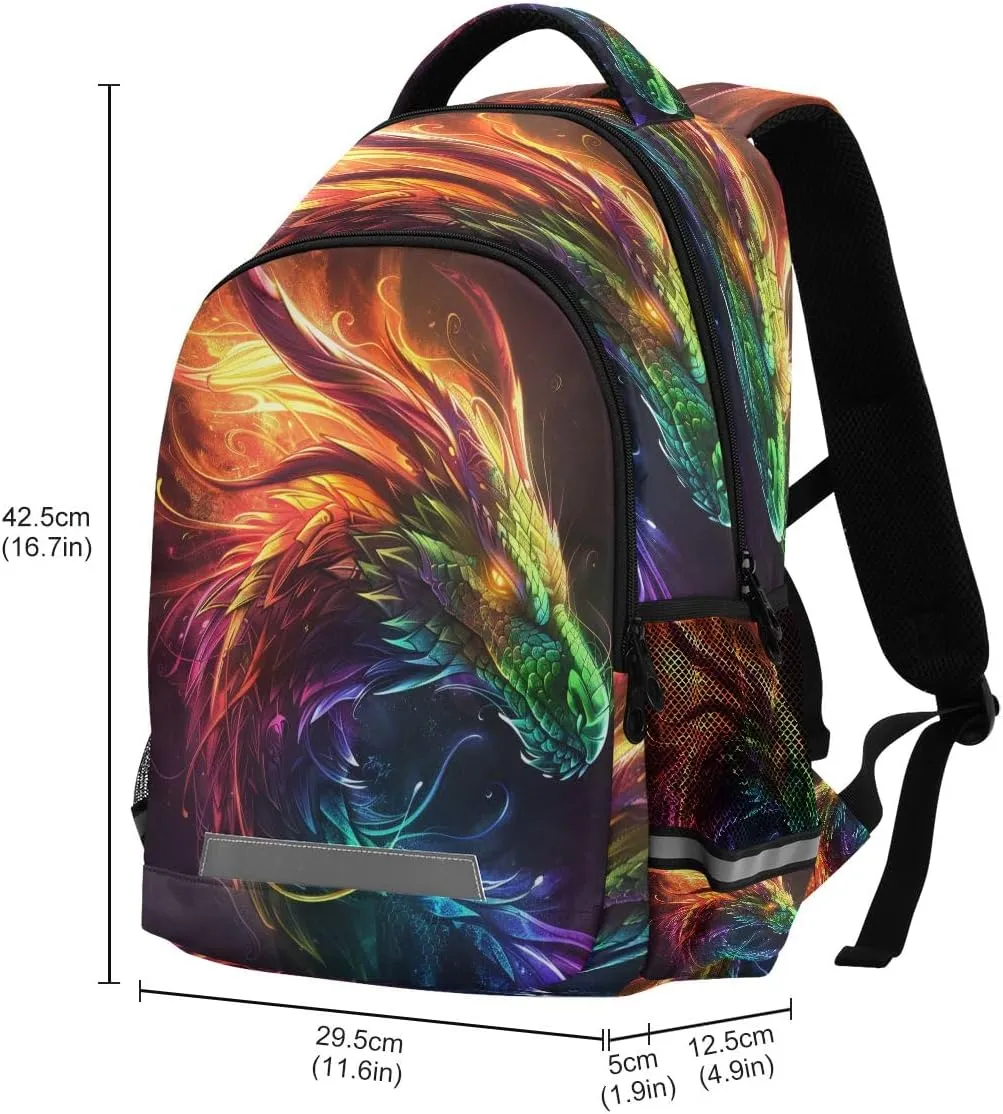 A Rainbow Dragon Backpack Schoolbag for Boys Girls Elementary School Bookbag Travel Bag Casual Daypack Rucksack for Students