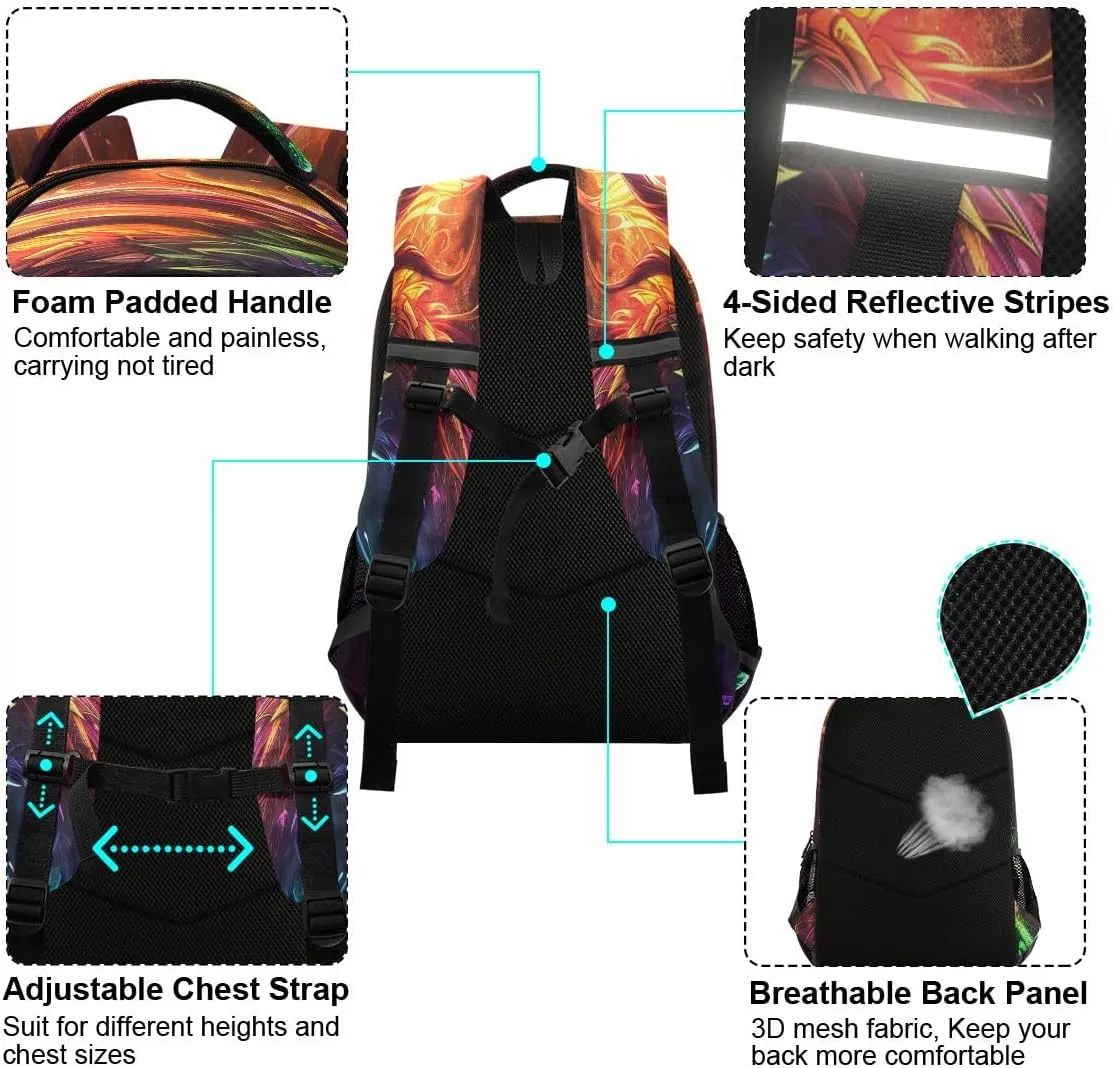 A Rainbow Dragon Backpack Schoolbag for Boys Girls Elementary School Bookbag Travel Bag Casual Daypack Rucksack for Students