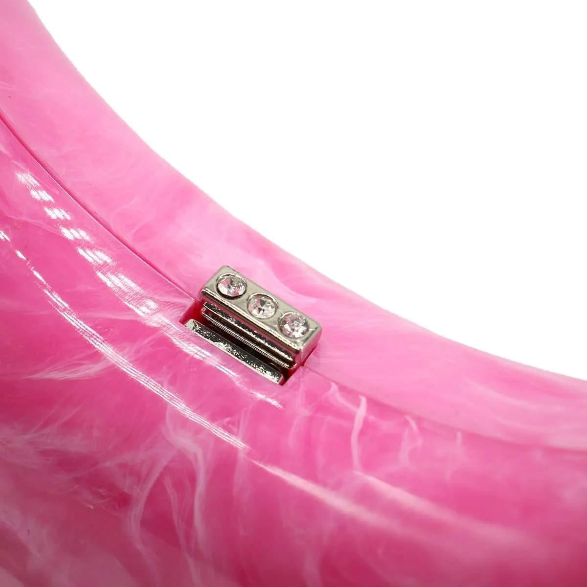 Acrylic Evening Clutch Purse Top-handle Moon Hobo Bag, Elegant Marble Handbag for Wedding Cocktail Party