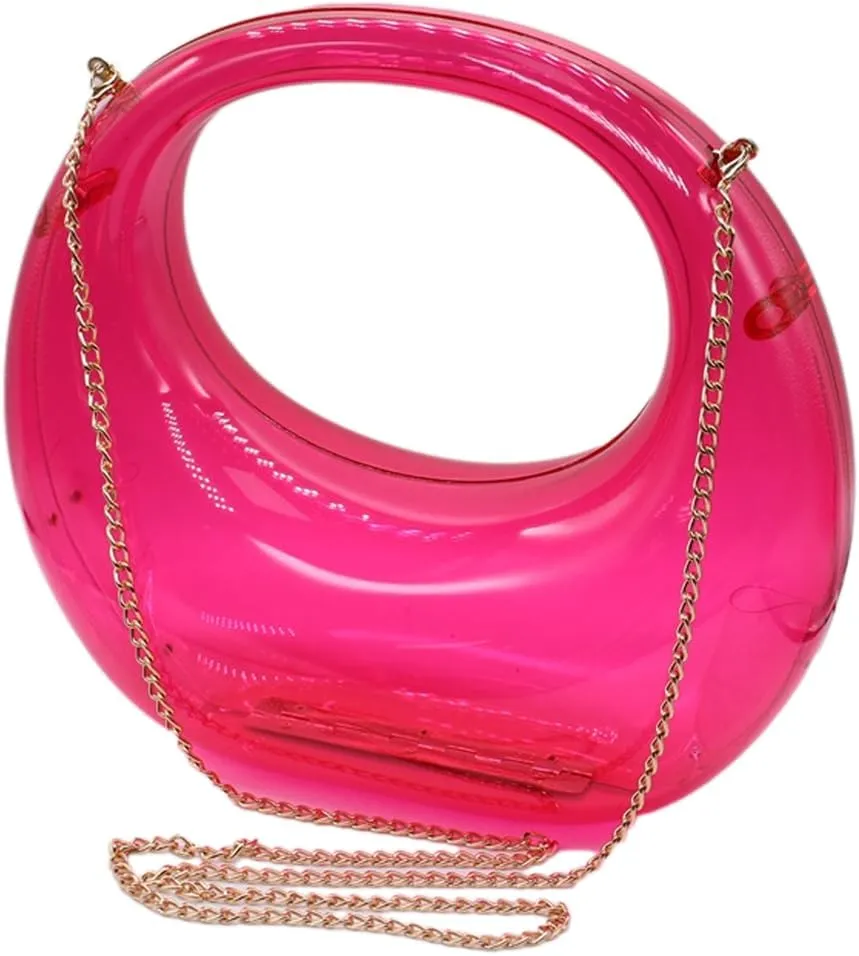 Acrylic Evening Clutch Purse Top-handle Moon Hobo Bag, Elegant Marble Handbag for Wedding Cocktail Party