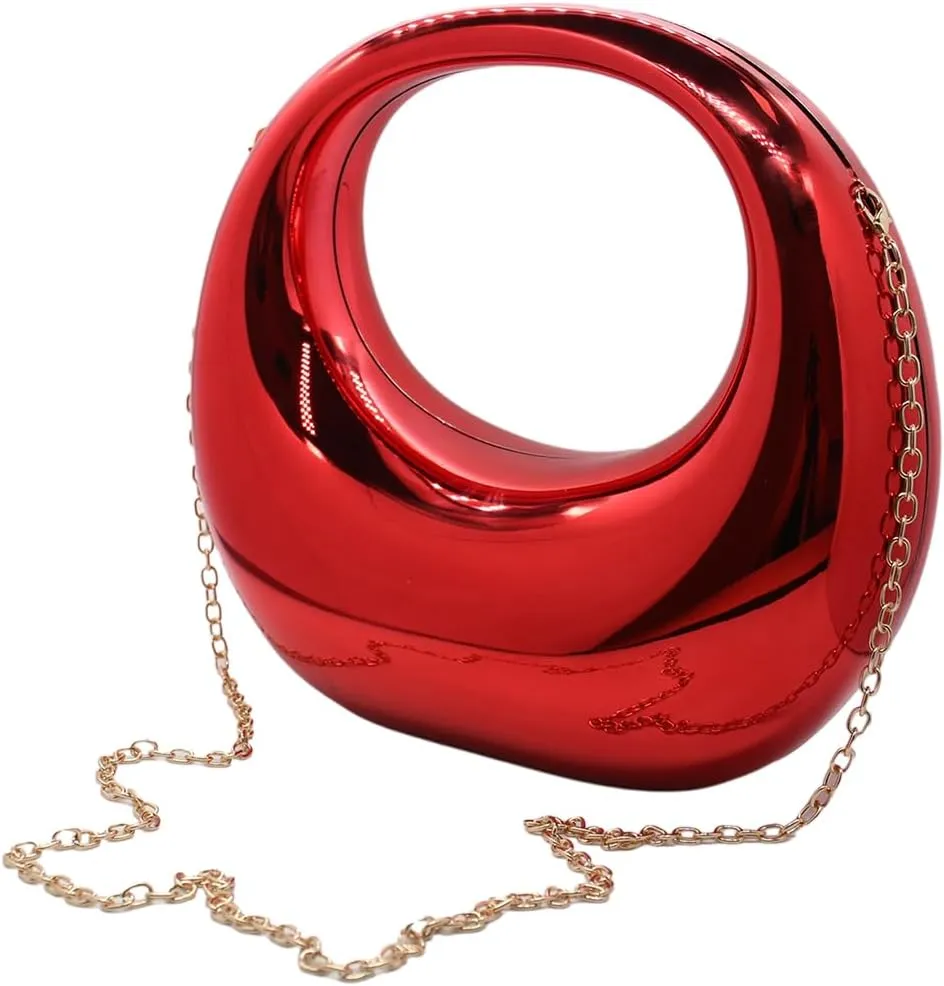 Acrylic Evening Clutch Purse Top-handle Moon Hobo Bag, Elegant Marble Handbag for Wedding Cocktail Party