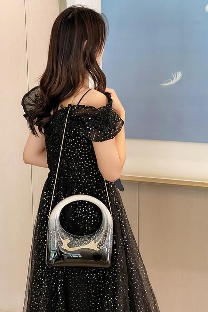 Acrylic Handbags for Women Cute Small Mirror Square Box Metal Evening Clutch Purse Top Handle Bag for Party Cocktail