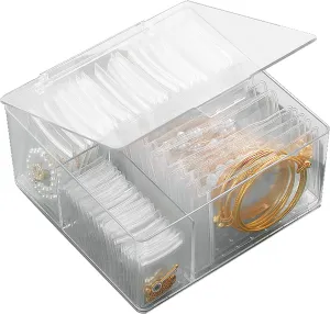 Acrylic Jewelry Organizer and Storage with 70 Anti Tarnish Jewelry Bags - Elegant Travel Jewelry Box for Girls and Women, Perfect for Earrings, Necklaces, Rings, Bracelets, Bangles, Ideal for Travel