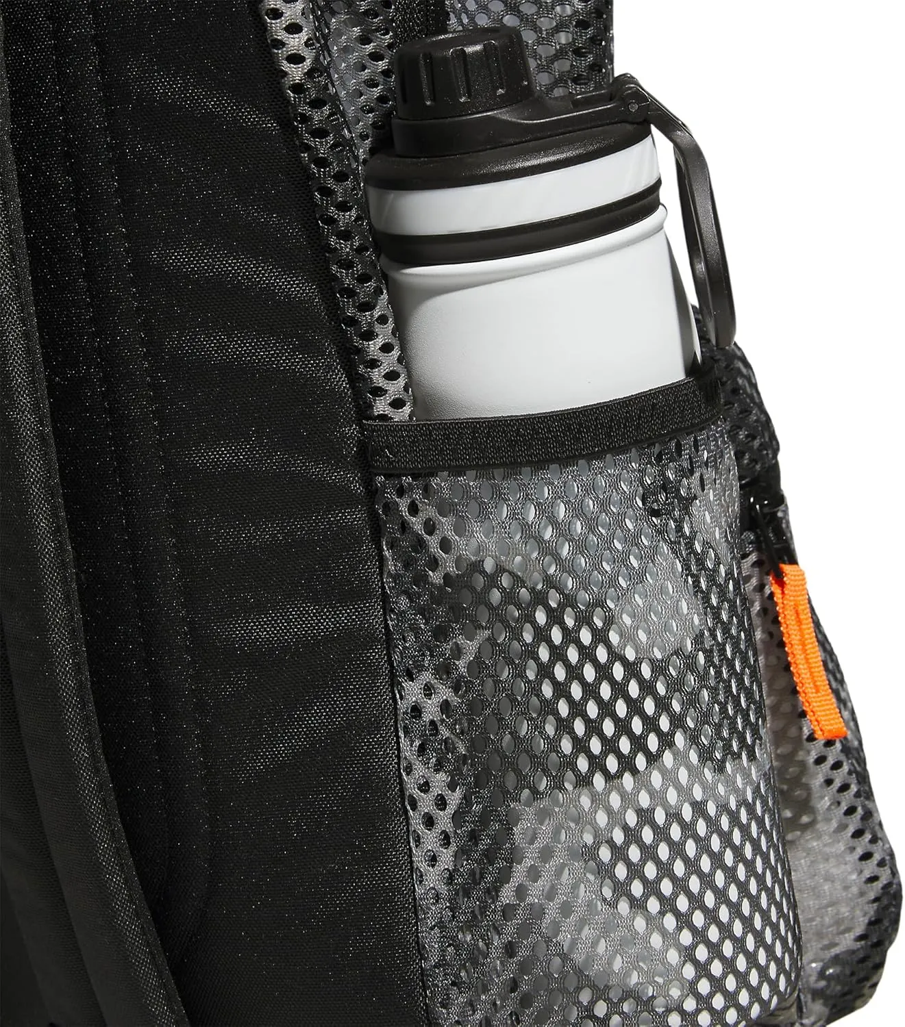 adidas Hermosa Mesh Backpack, See-Through Transparent Clear Festival Bag, Camouflage Carbon/Impact Orange/Black/2.0, One Size