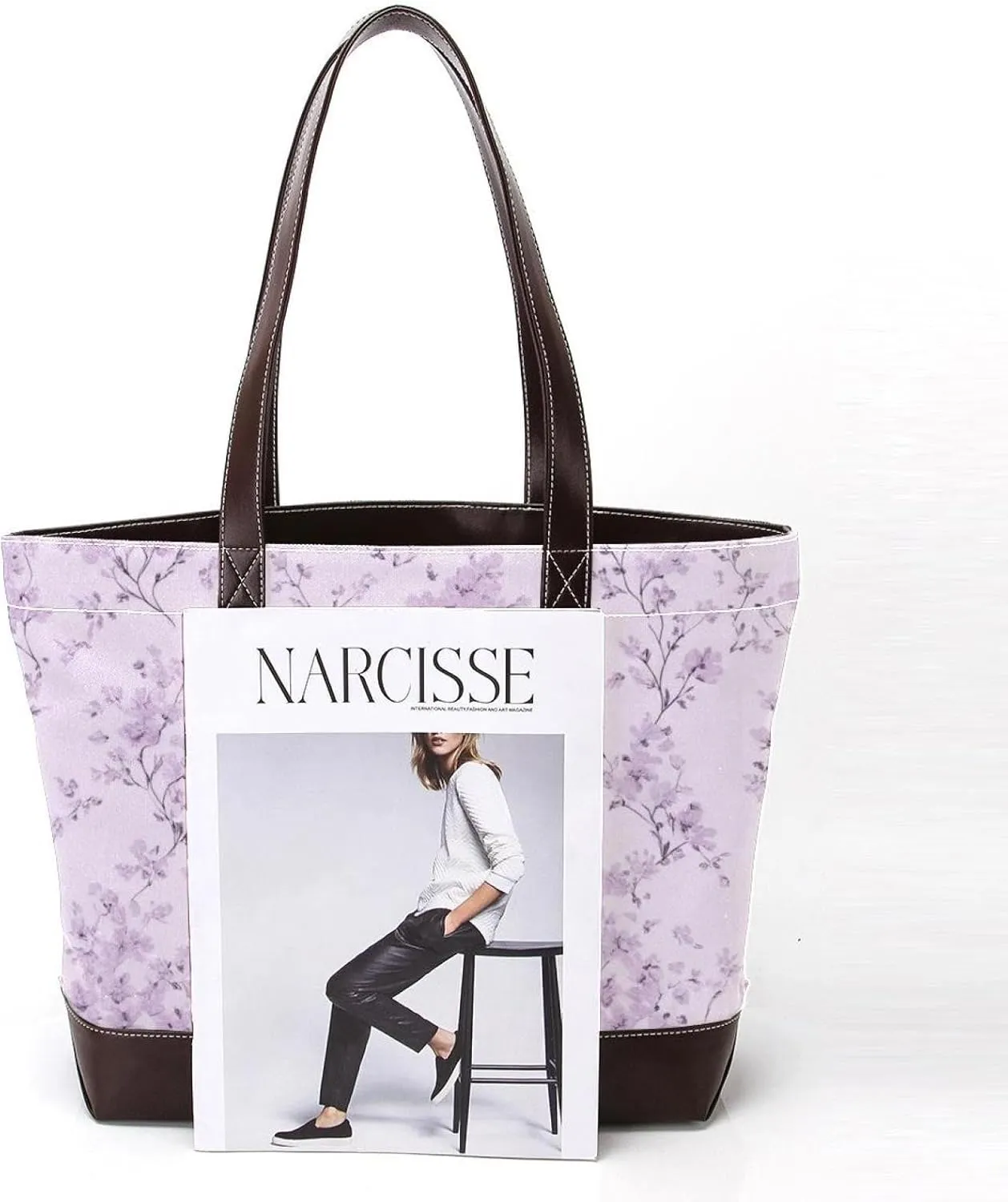 Aesthetic Art Flower Tote Bags Durable Leather Canvas Purses and Handbags for Women