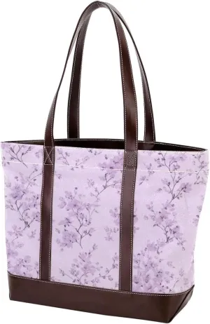 Aesthetic Art Flower Tote Bags Durable Leather Canvas Purses and Handbags for Women