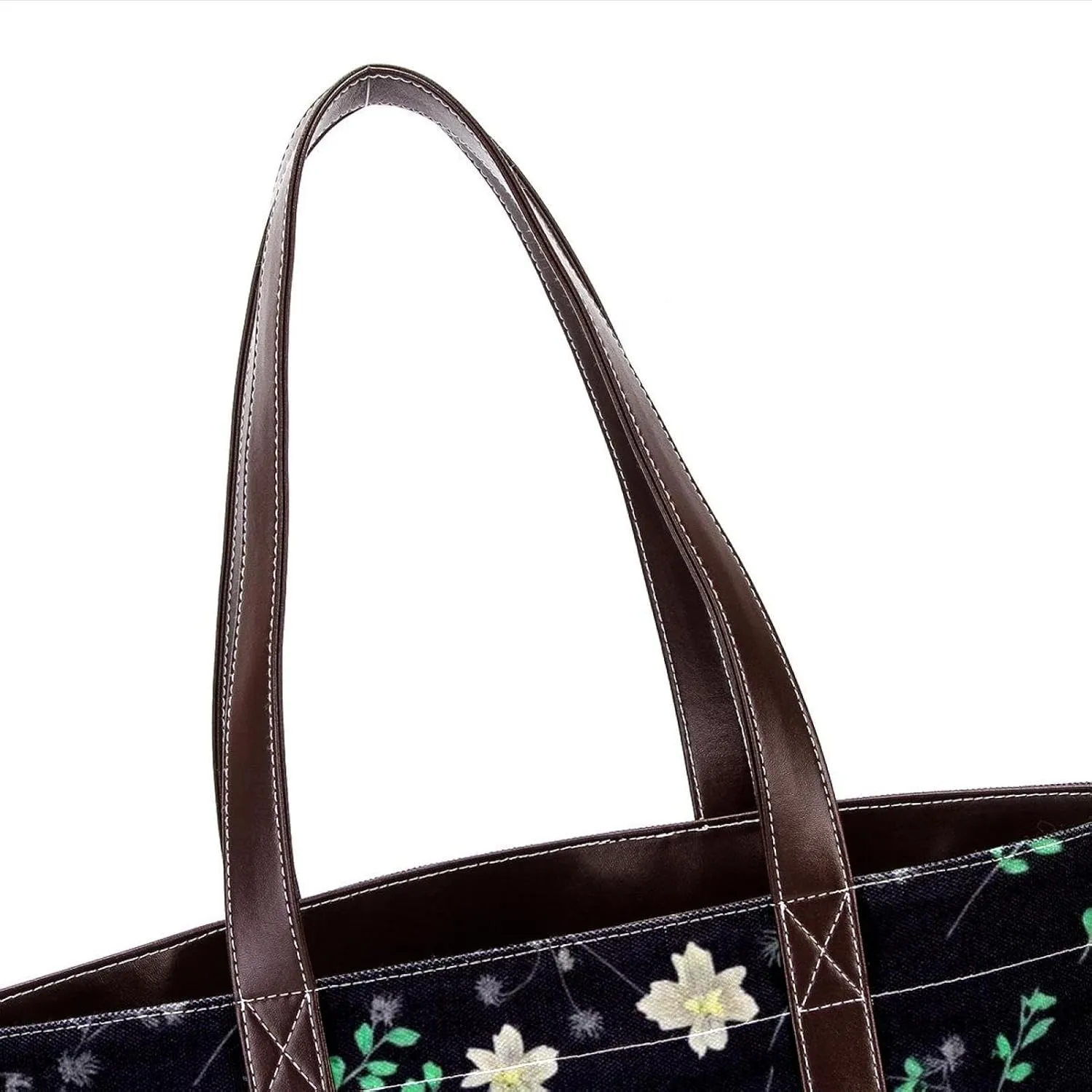 Aesthetic Art Flower Tote Bags Durable Leather Canvas Purses and Handbags for Women