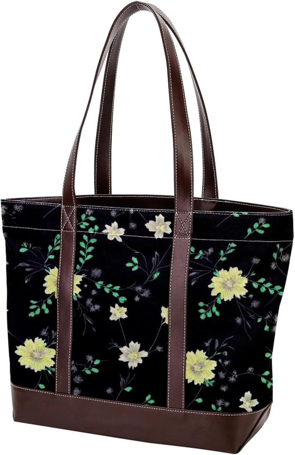 Aesthetic Art Flower Tote Bags Durable Leather Canvas Purses and Handbags for Women