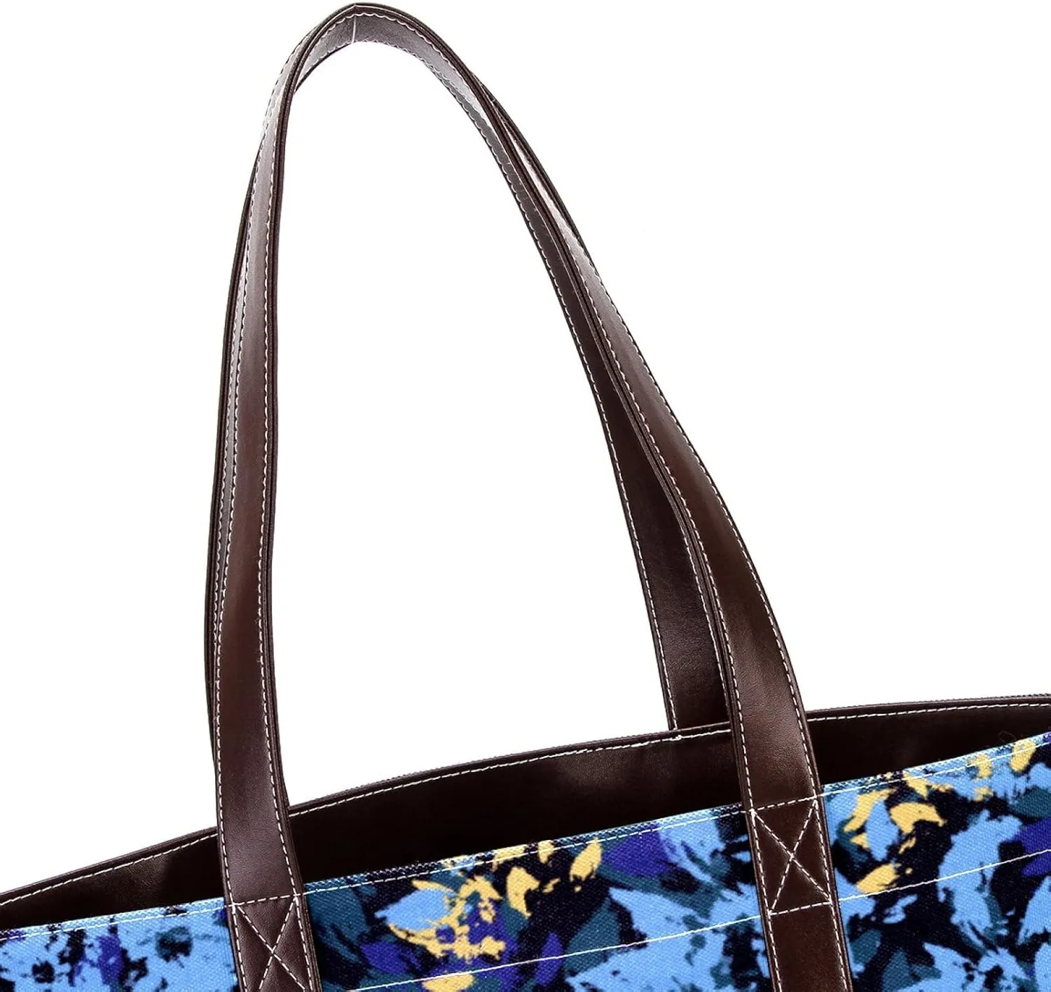 Aesthetic Flowers Leaves Fashion Leather Purse Bag for Women Top Handle Ladies Shoulder Bags with Pockets Zipper