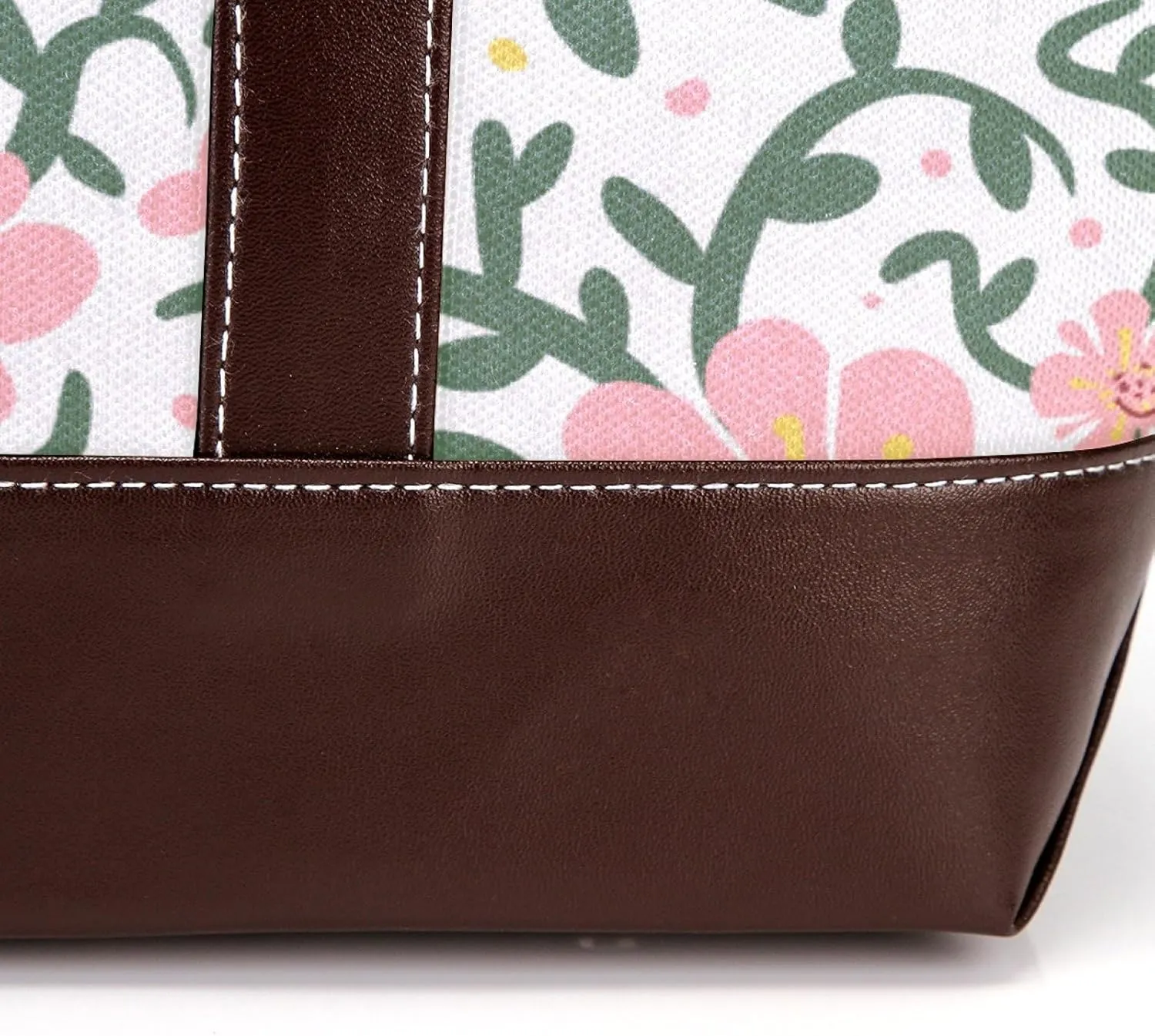 Aesthetic Flowers Leaves Fashion Leather Purse Bag for Women Top Handle Ladies Shoulder Bags with Pockets Zipper
