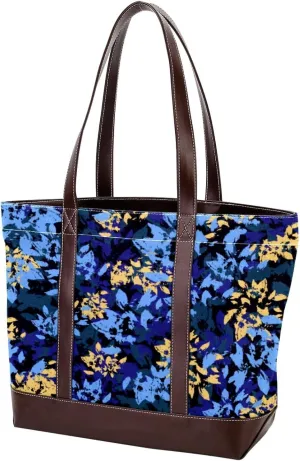 Aesthetic Flowers Leaves Fashion Leather Purse Bag for Women Top Handle Ladies Shoulder Bags with Pockets Zipper