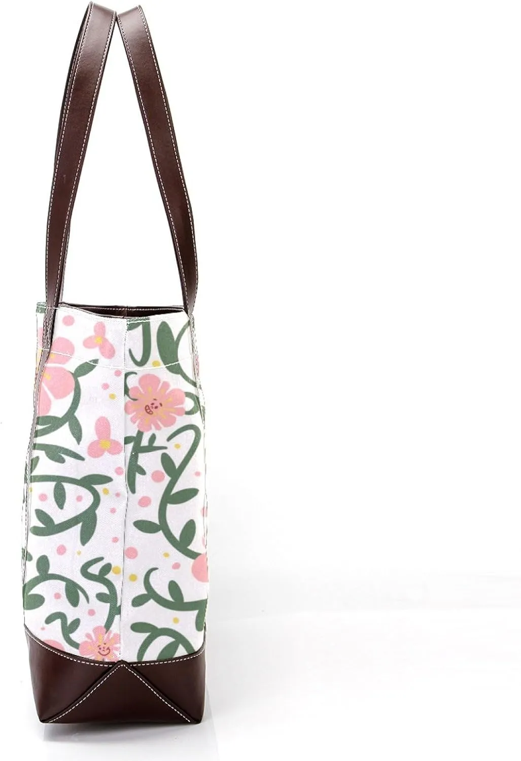 Aesthetic Flowers Leaves Fashion Leather Purse Bag for Women Top Handle Ladies Shoulder Bags with Pockets Zipper