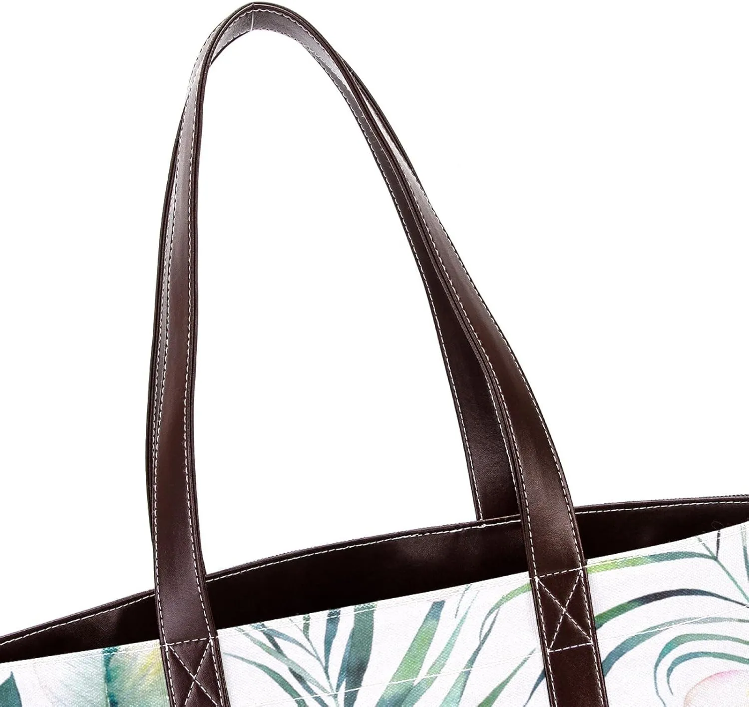 Aesthetic Flowers Leaves Fashion Leather Purse Bag for Women Top Handle Ladies Shoulder Bags with Pockets Zipper