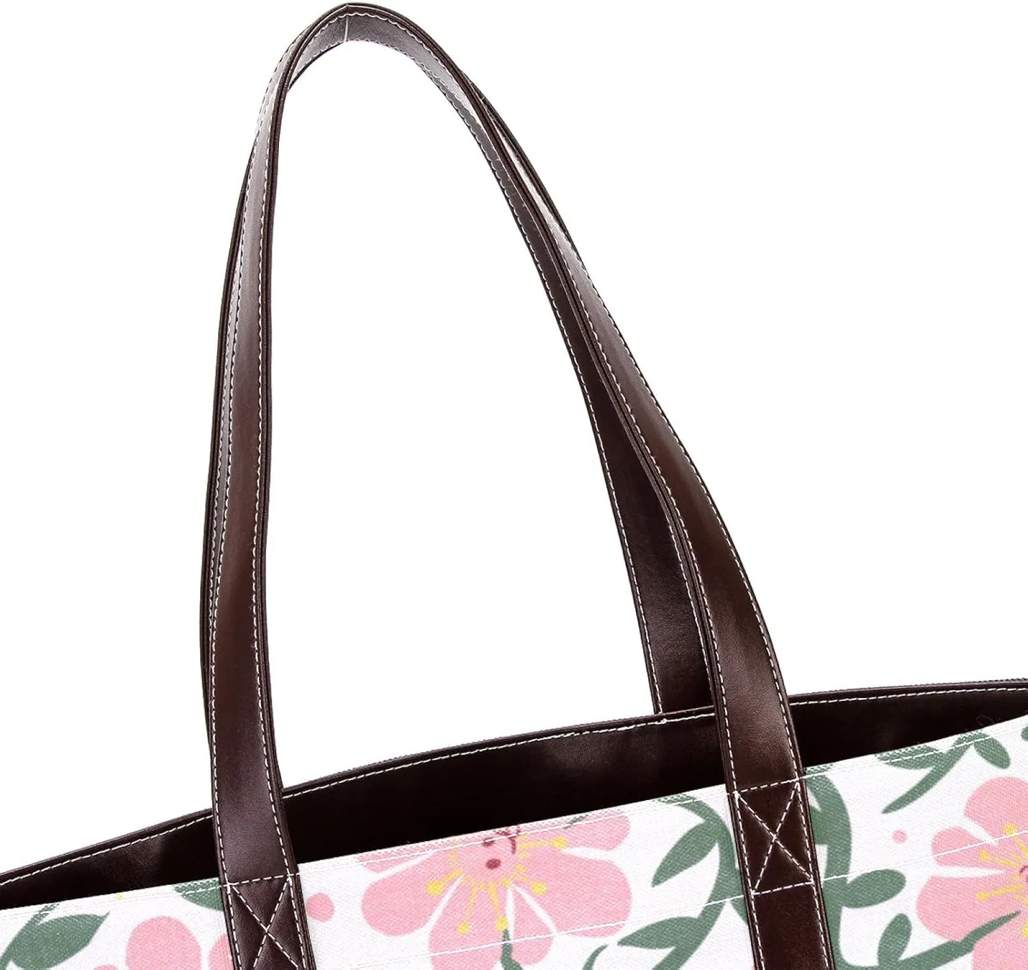 Aesthetic Flowers Leaves Fashion Leather Purse Bag for Women Top Handle Ladies Shoulder Bags with Pockets Zipper