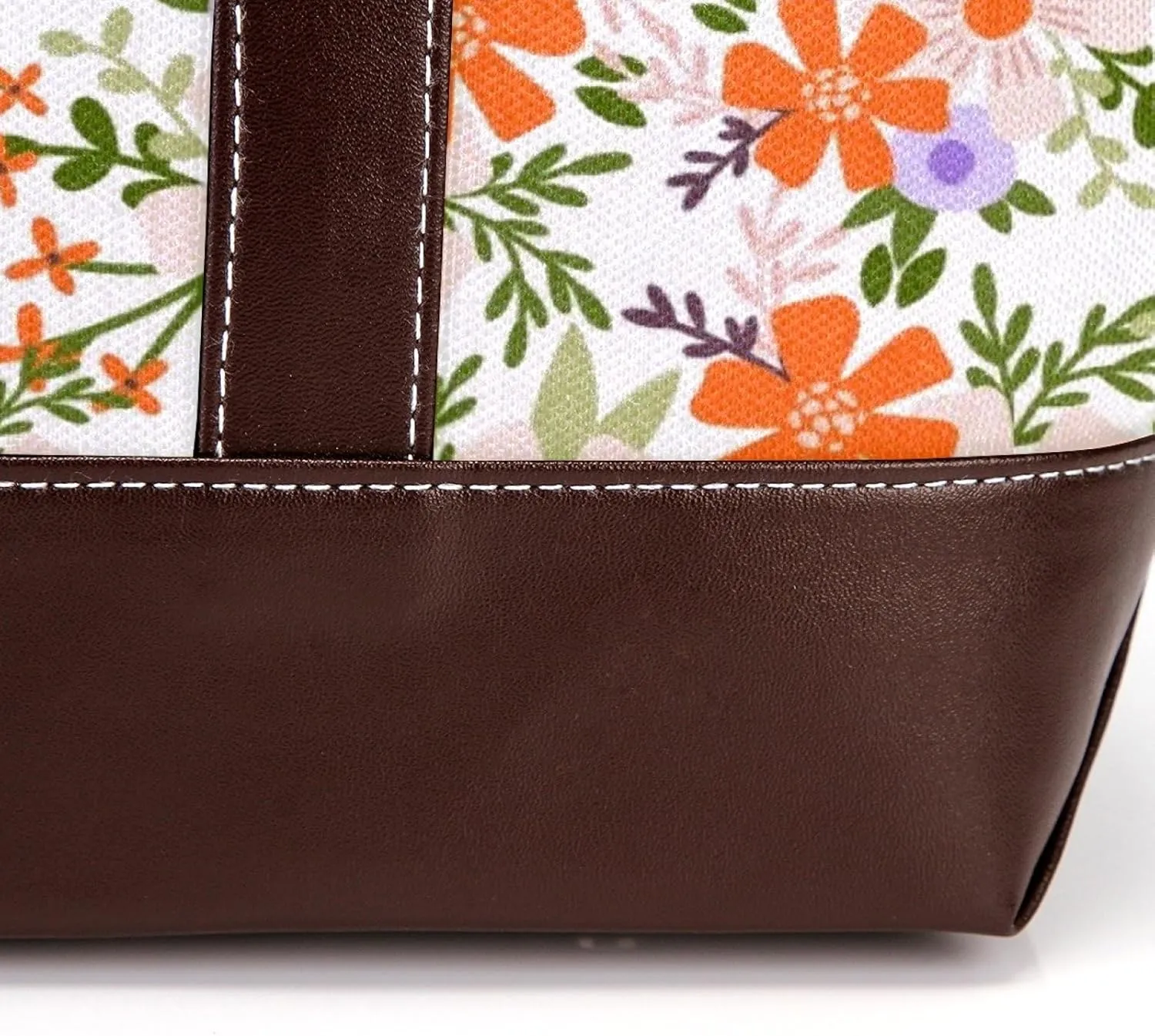 Aesthetic Flowers Leaves Fashion Leather Purse Bag for Women Top Handle Ladies Shoulder Bags with Pockets Zipper